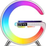 "Smart Light Sound Machine | Wireless Charger Atmosphere Lamp | G Shape Light Up Speaker | Time Display & Alarm Clock | Night Light Table Lamp | Create a Cosy Atmosphere at Home!"