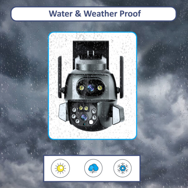 "PTZ Security Camera with Motion Detection, Two-Way Audio, 4MP Dual Lens, Floodlight, Full Color Night Vision, WiFi & Wired CCTV - Q821A"