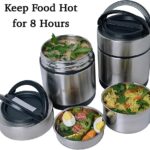 Thermal Double Wall Vacuum Stainless Steel Food Jar – 5 Tier Wide Mouth, Leak-Proof Lid – Soup Thermos, Lunch Food Container Keeps Food Hot 8 Hours